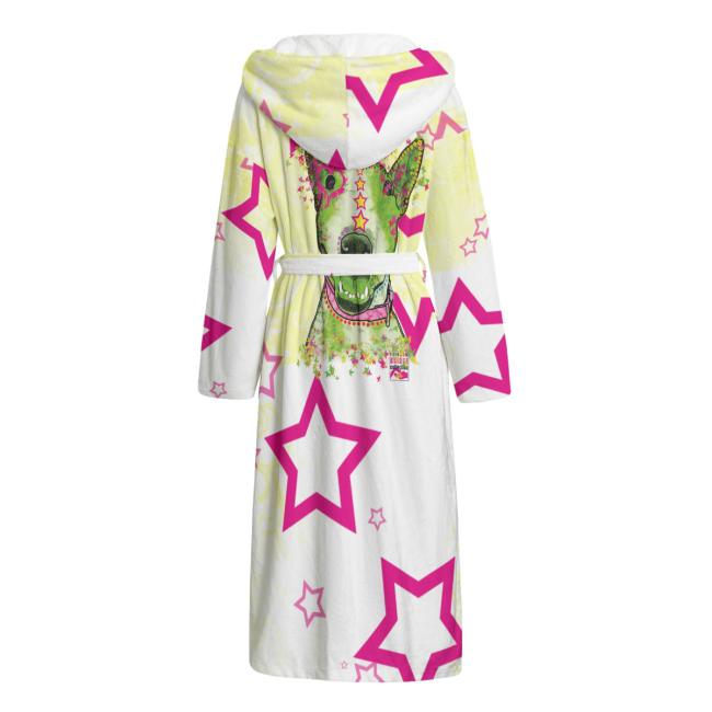 Preview: Bunter Bademantel Bärbel aus Flanell – flauschig & farbenfroh, Größen S–2XL